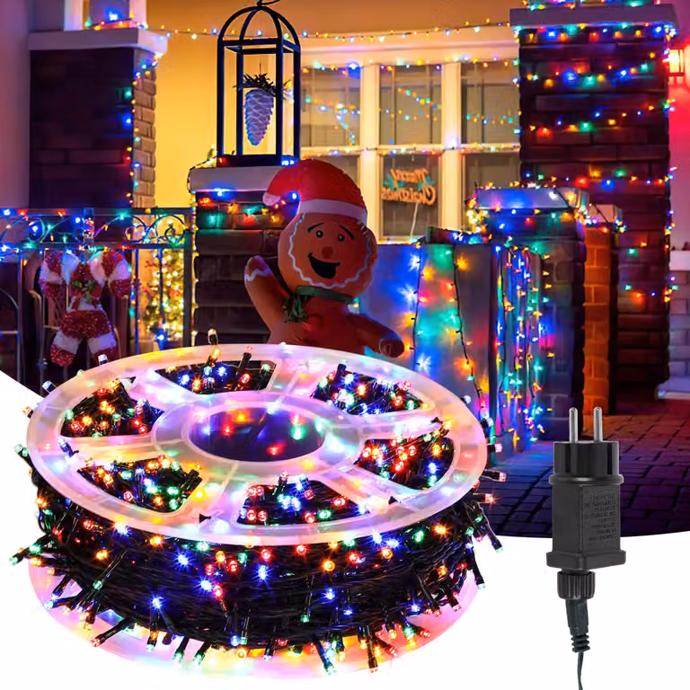 Catena luminosa LED Izrielar, 200 metri, 2000 LED, 8 modalità con funzione di memoria, ideale per Natale, feste, giardino. Effetto scintillante a forma di stelle, decorazione colorata