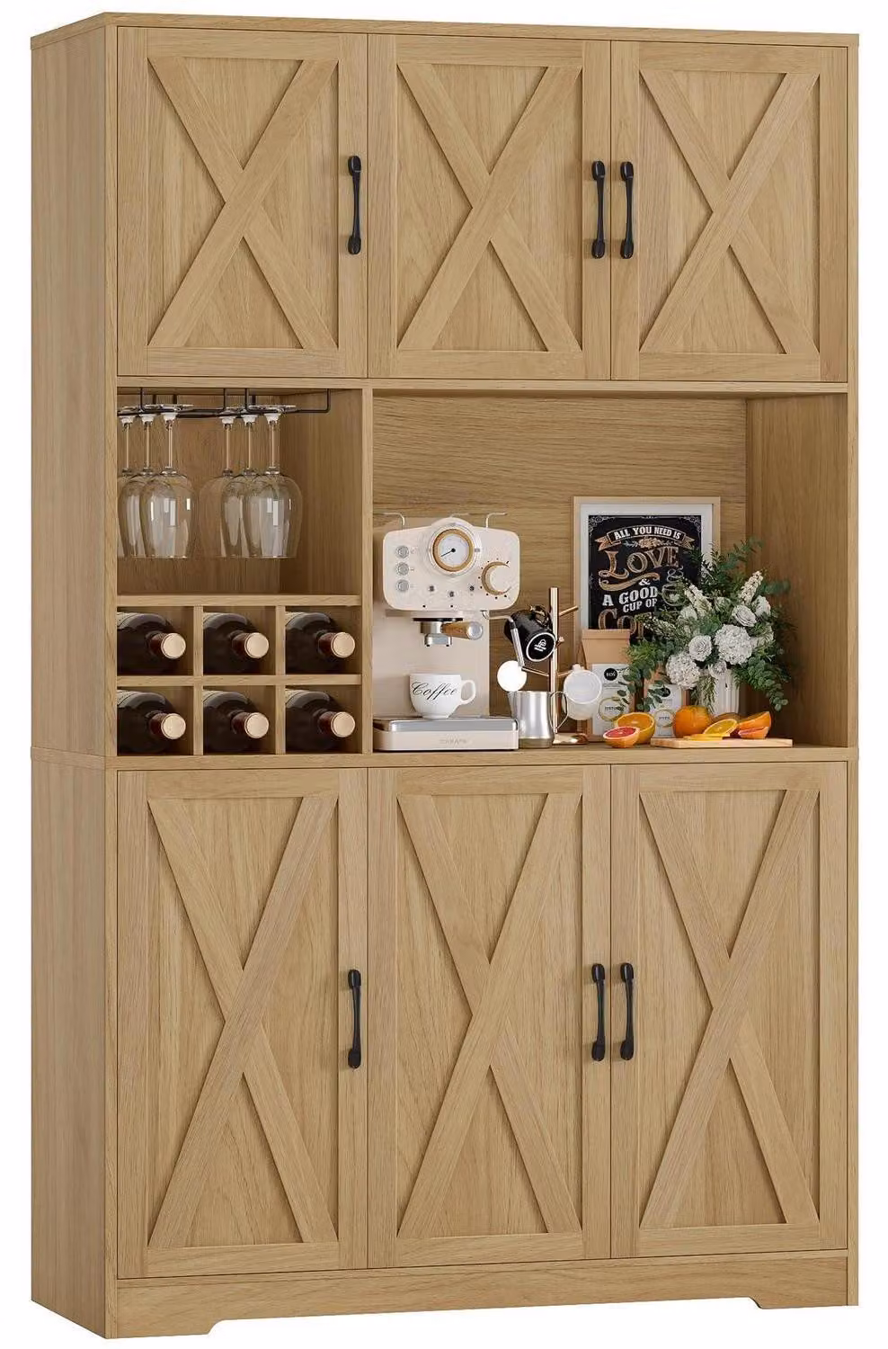 Mobiletto da cucina, credenza, mobiletto contenitore con piano di lavoro, 2 ante in vetro, cassetti, dimensioni 180x40x80 cm, colore marrone