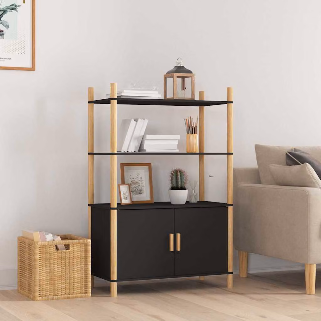 Credenza nera vidaXL in legno multistrato e MDF, sospesa, L: 80 cm, P: 40 cm, H: 121 cm