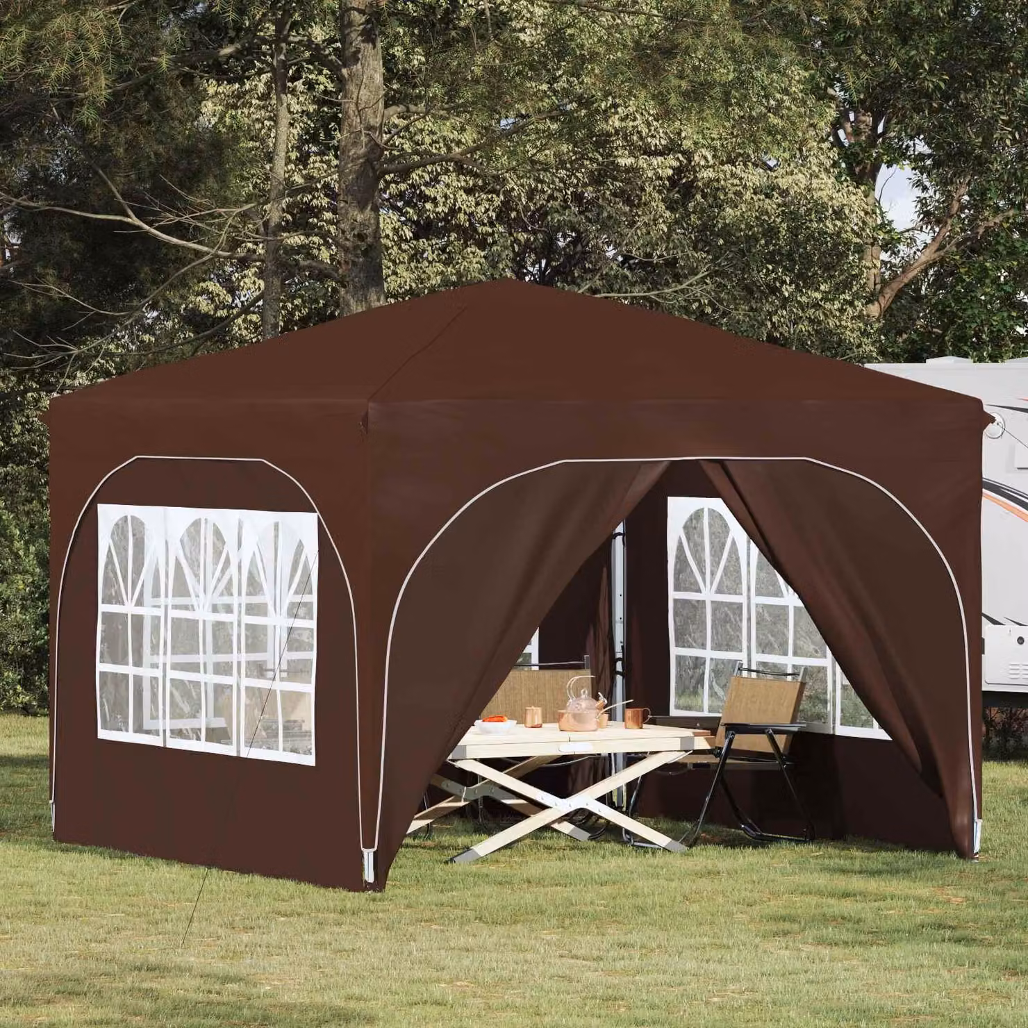 Maison Exclusive - Tenda pop-up per feste, dimensioni 290 x 290 x 245 cm, colore marrone