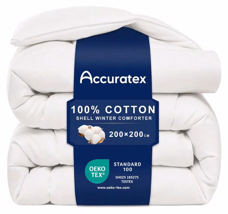 Copertura per letto, dimensioni 200x200 cm, peso 450 g/m², 100% cotone, traspirante, ideale per l'inverno