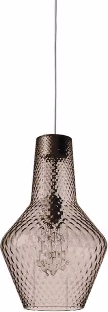 Zafferano Lampada a sospensione, vetro soffiato e metallo, ø 250x3180 mm, 1x E27 da 70 Watt, IP20, struttura grigia, vetro fumé
