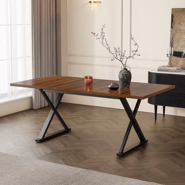 Tavolo da pranzo moderno Zephmum rettangolare in marrone e nero L/P/H: 180 x 90 x 75 cm – 1