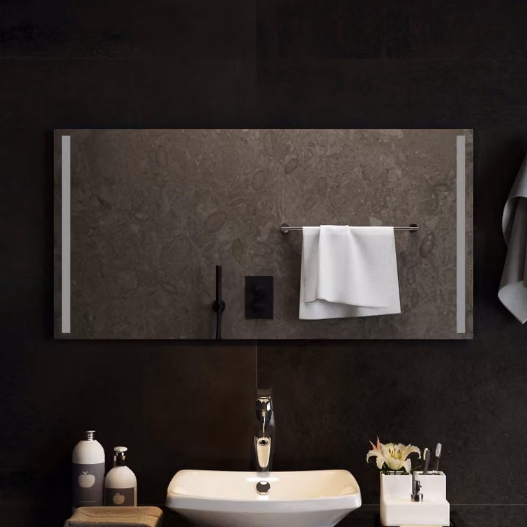 Specchio da bagno moderno vidaXL con illuminazione LED in vetro temperato, L 100 cm x H 50 cm