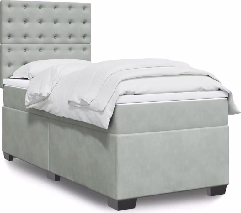 Maison Exclusive - Giroletto a Molle con Materasso Grigio Chiaro 90x200 cm Velluto