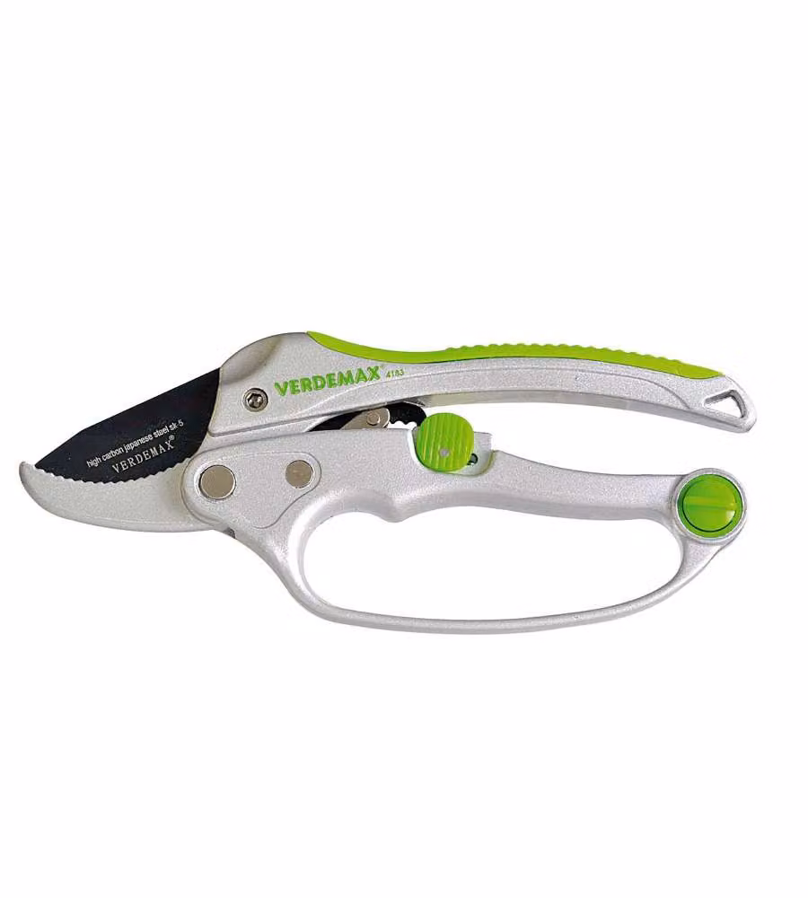 Forbice da Potatura a Cricchetto Verdemax - Leggera e Resistente, 20 cm