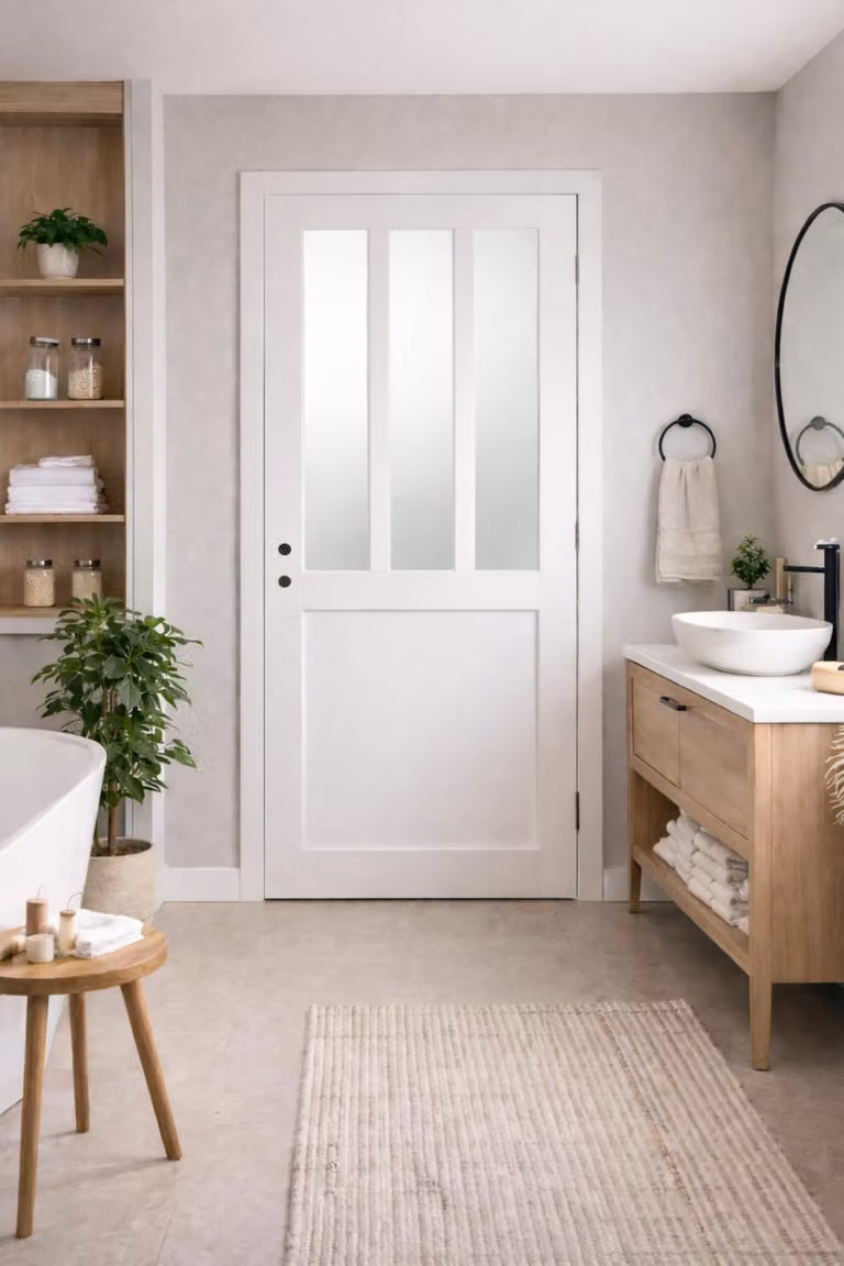 Bloc Porta Officina Bianca Vetrata Depoli H204 x L73 cm Lato Quadro P. Sinistra GD MENUISERIES