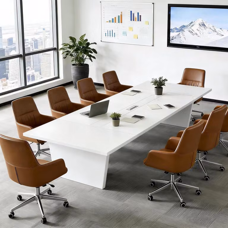 Tavolo da conferenza per ufficio, dimensioni 160x80x74 cm, colore nero/bianco, piano del tavolo spesso 2,5 cm