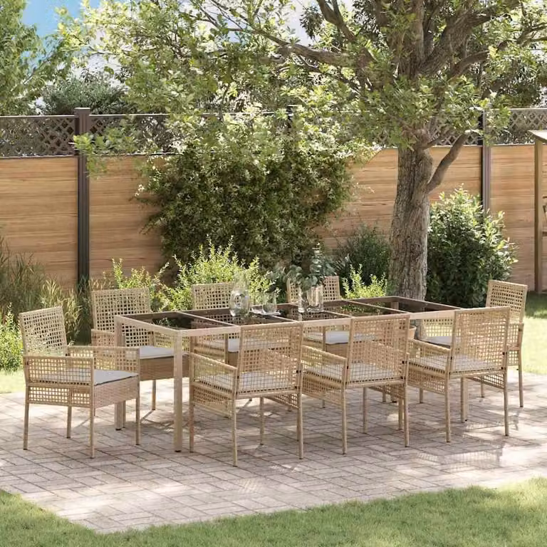 Maison Exclusive - Set da Pranzo per Giardino 9 pcs Beige polyrattan