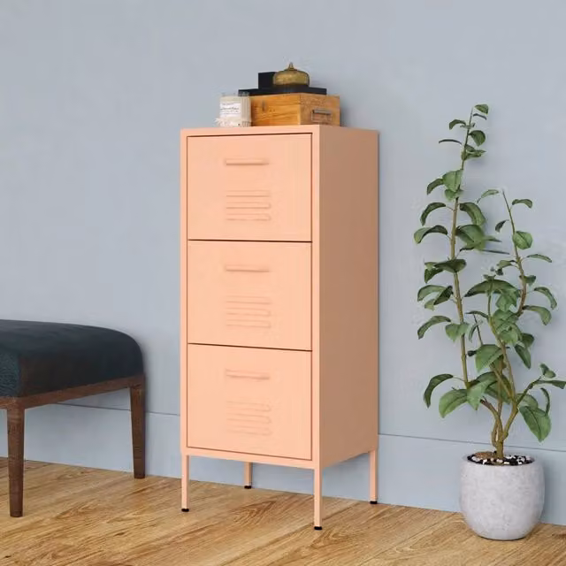Armadietto da bagno moderno vidaXL in metallo rosa con ante a battente e ripiani interni L/P/H: 42,5 x 35 x 101,5 cm – 1