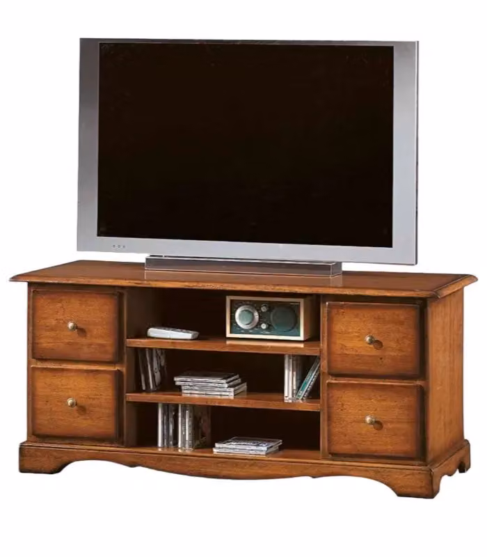 Porta TV in legno stile arte povera color noce Mobili2G L: 117 cm, P: 49 cm, H: 53 cm – 1