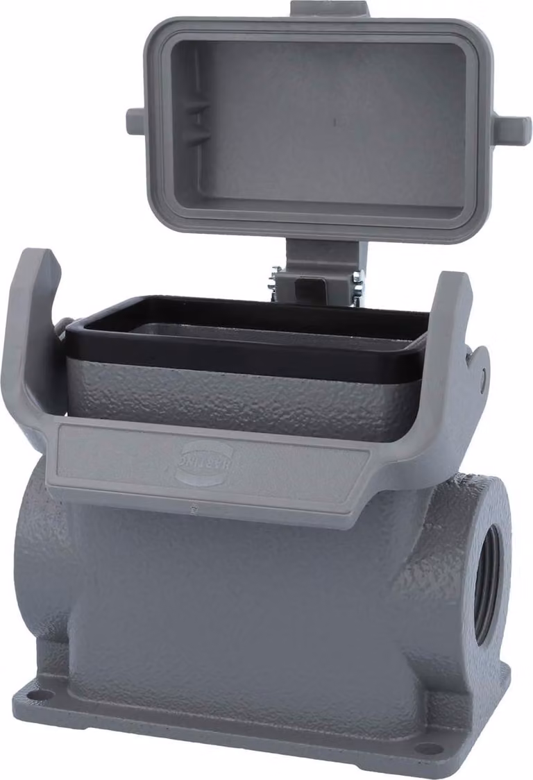 HARTING Han 10B Base alta, 2xM25 uscita cavo laterale, con 1 staffa longitudinale con cappuccio protettivo in plastica - 1 pezzo