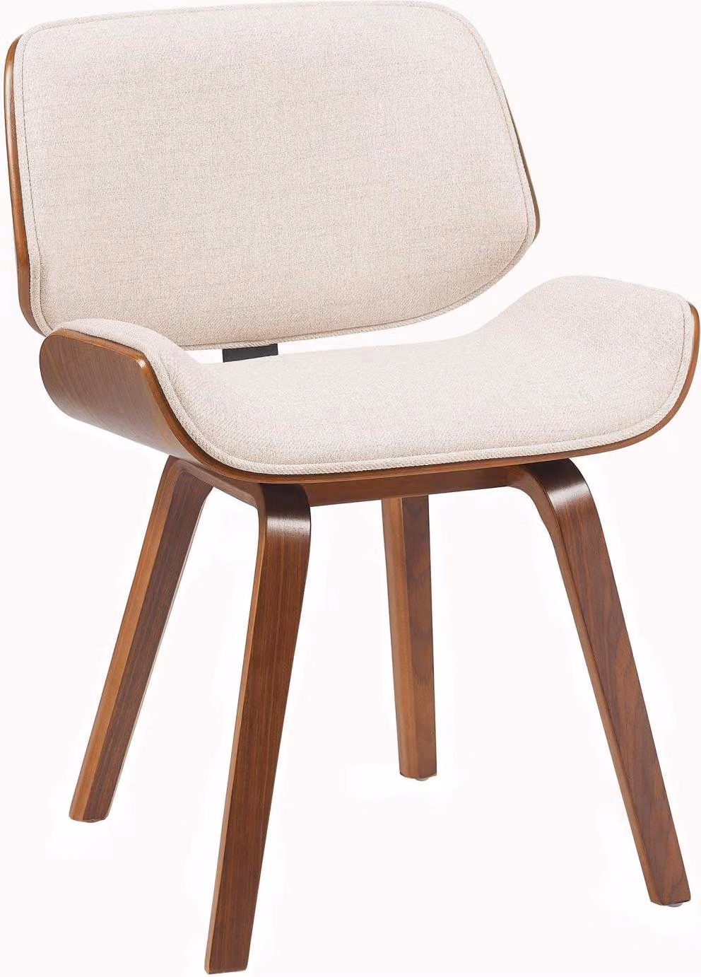 Sedia retrò in metallo - sedia di design - alto comfort - legno di noce e morbido tessuto