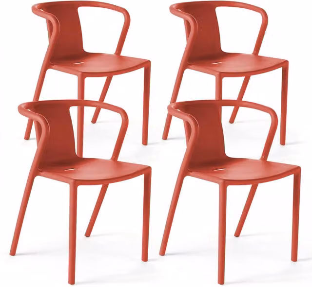 Oviala - Set di 4 sedie in plastica rossa
