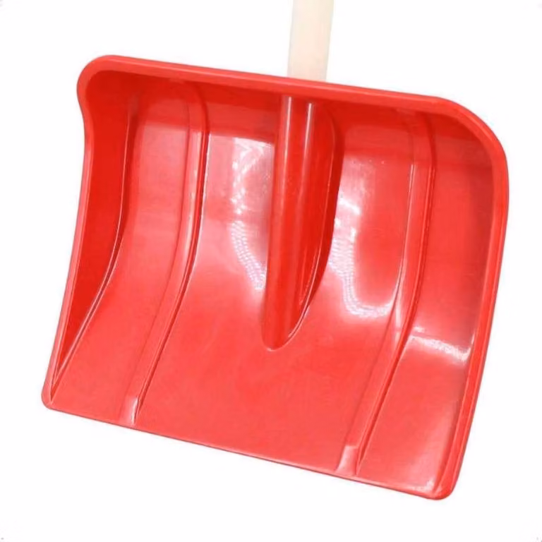 Pala da neve per bambini (plastica) - rossa - con manico in legno (76 cm) | Pala da neve