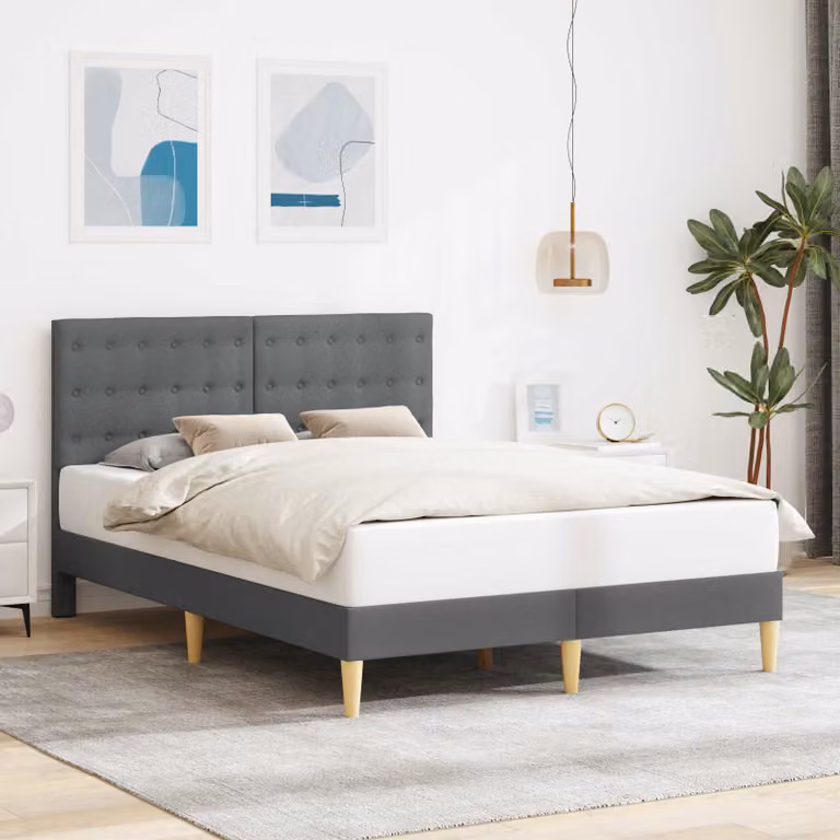 Struttura del letto imbottita vidaXL in tessuto grigio con telaio in legno L: 120 cm, P: 200 cm, H: 102 cm