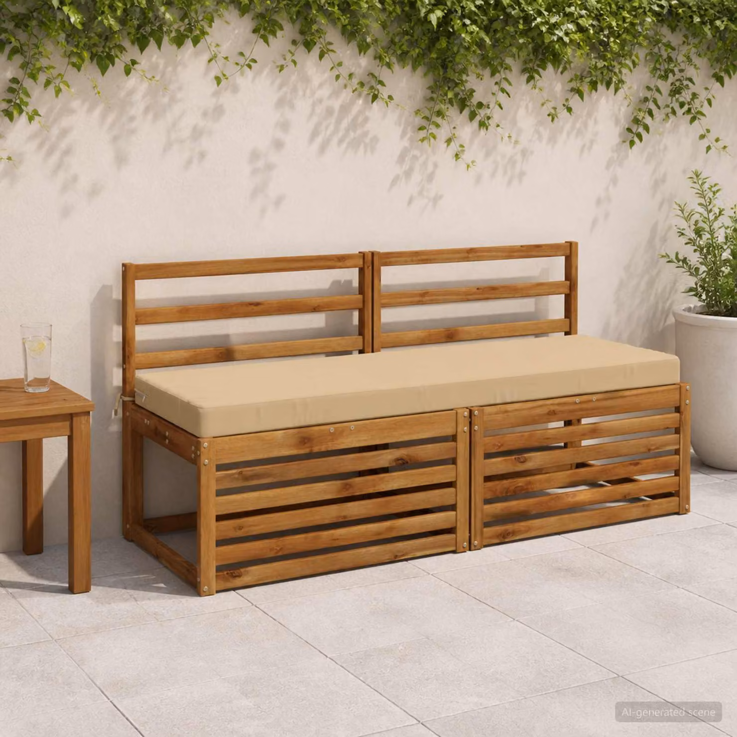 Set di 2 cuscini per panchina vidaXL SOEST in poliestere beige con fodera rimovibile e resistente ai raggi UV