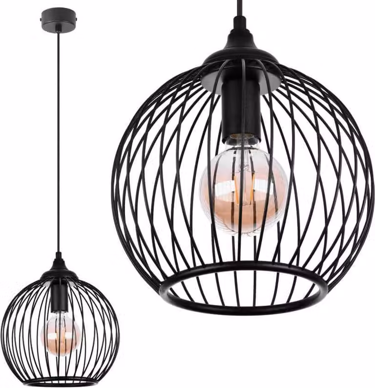 Lampada a sospensione BOMBKA 1, stile loft, E27, nero
