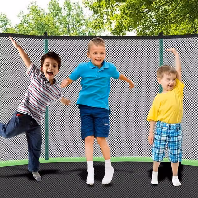 Trampolino REDOM da esterno e interno Verde con rete di sicurezza e scala L/P: 243,84 x 243,84 cm
