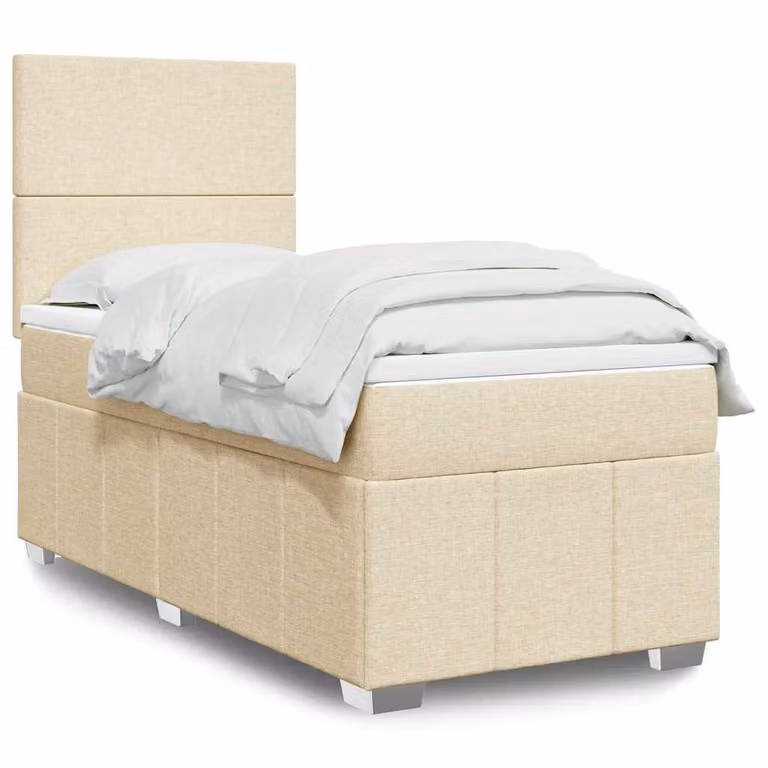 Letto Ibrido vidaXL con Materasso a Molle e Schiuma, Colore Beige e Bianco, L/P/H: 80 x 200 cm