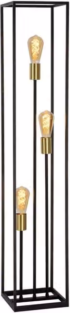 Lampada da terra Lucide Ruben in metallo nero e oro, H 120 cm