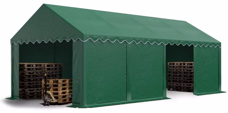 TOOLPORT Tendone deposito 4x8 m PVC 700 N tenda capannone impermeabile verde scuro