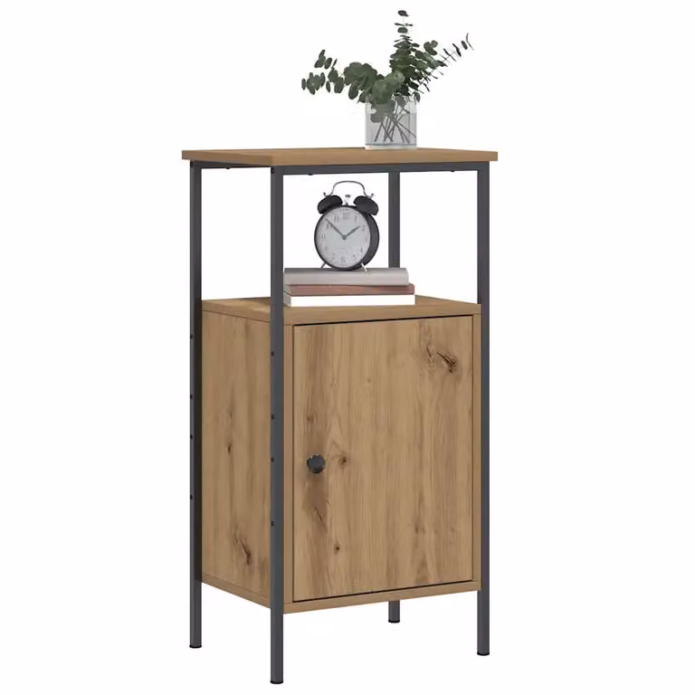 Set di 2 comodini vidaXL in legno multistrato color rovere, design classico da appendere alla parete, L 41 cm x P 31 cm x H 80 cm