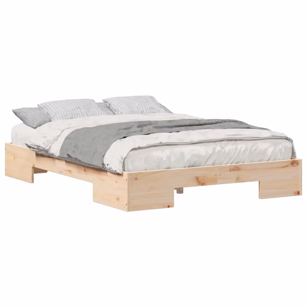 Struttura del letto moderna in legno di pino marrone vidaXL L 120 x P 200 cm – 2