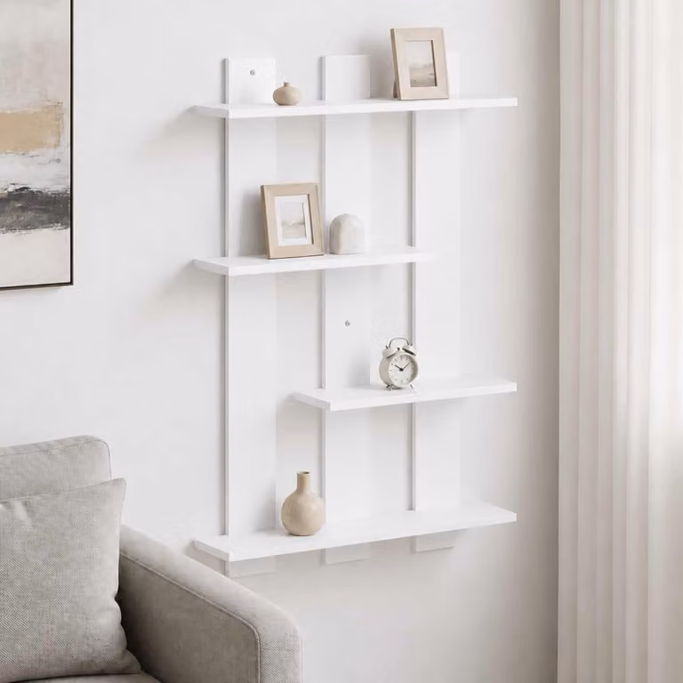 Scaffale da parete moderno vidaXL Bianco L: 61 cm, P: 13,5 cm, H: 88 cm