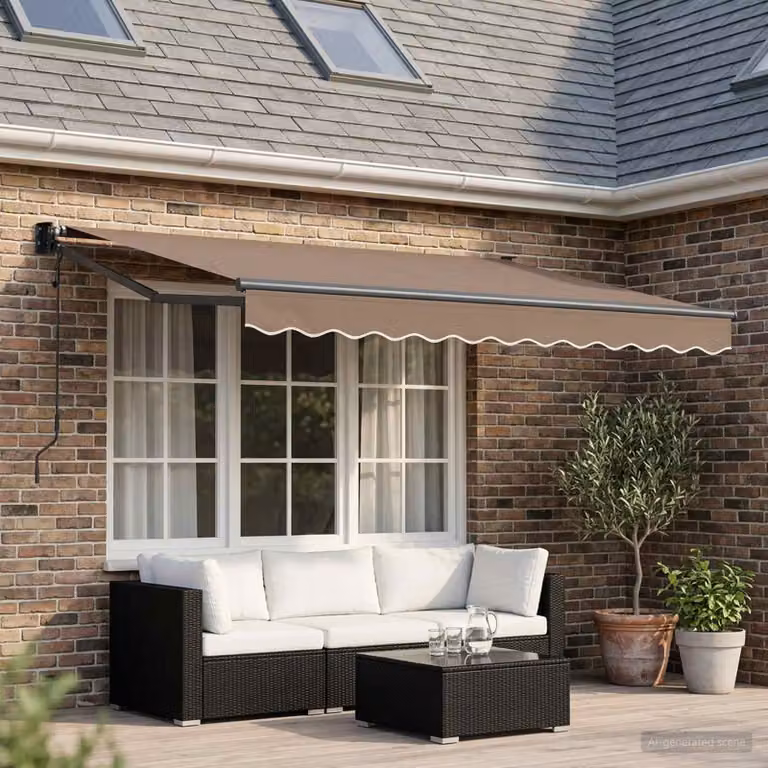Tenda retrattile vidaXL in poliestere e metallo, colore tortora, L: 350 cm, P: 200 cm