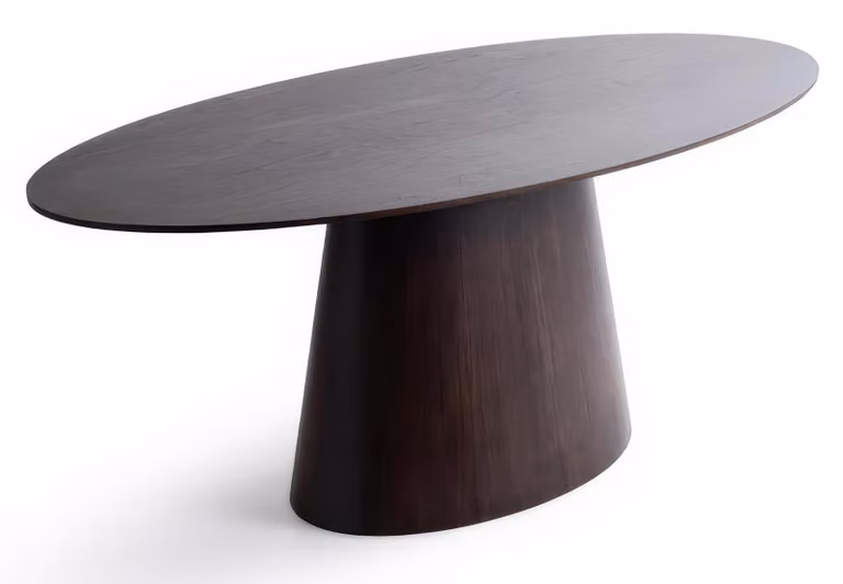 Tavolo da pranzo moderno, color marrone, ovale, in legno massello, design per cucina o sala da pranzo