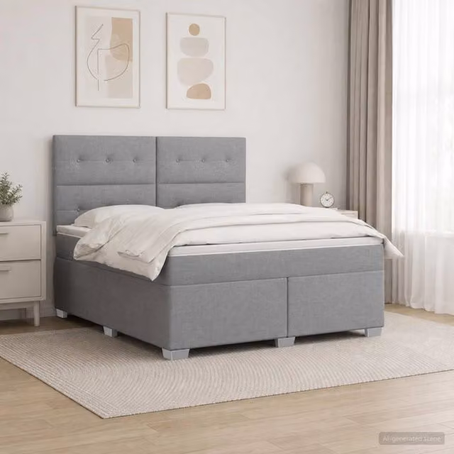 Letto box spring con materasso vidaXL Grigio Chiaro L/P: 140 x 190 cm