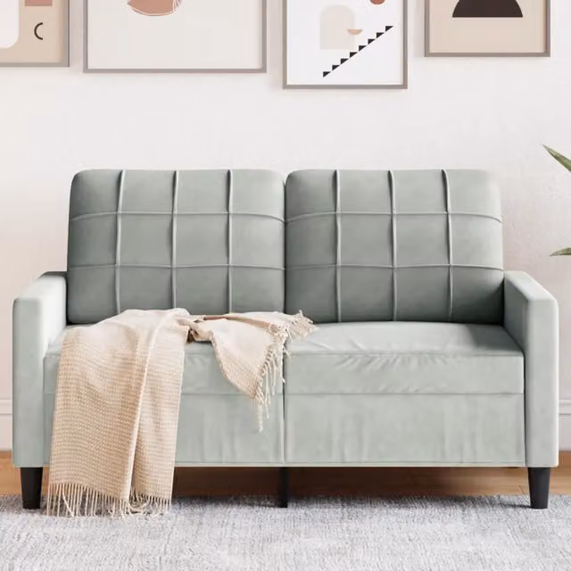 Divano a 2 Posti-Sofa 2 Posti Grigio Chiaro 120 cm in Velluto 403573