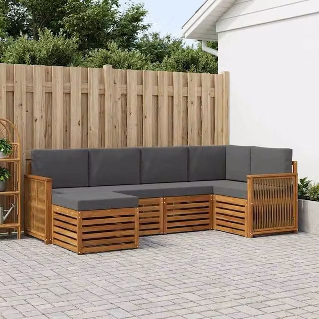 Set di divani da esterno 5 pz Naturale e Antracite 3384568