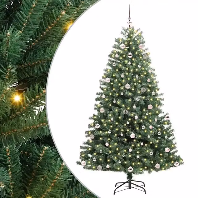 Albero di Natale Artificiale-Albero Natalizio con Rami Pieghevoli Verde 240 cm 642271