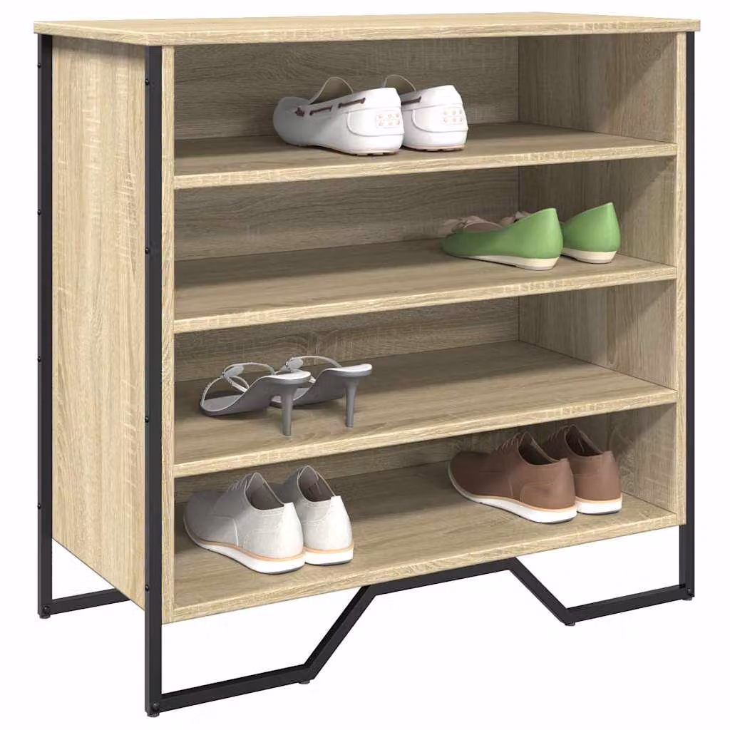 Scarpiera moderna vidaXL in rovere, colore beige e marrone, con ripiani interni, da appendere a parete, L: 80 cm, P: 38 cm, H: 78 cm