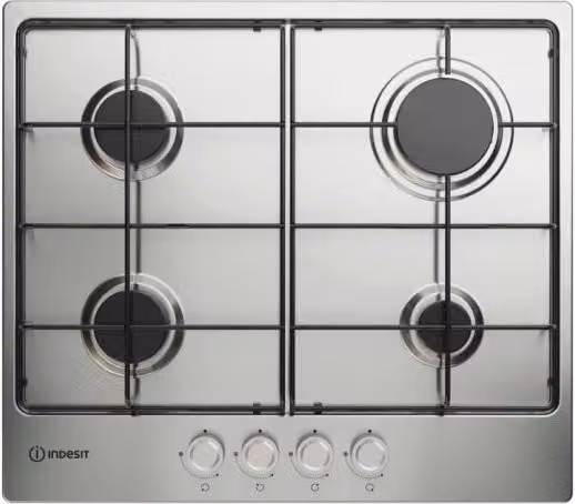 Indesit thp 642 ix piano cottura a gas, inox, 4 fuochi, comandi frontali