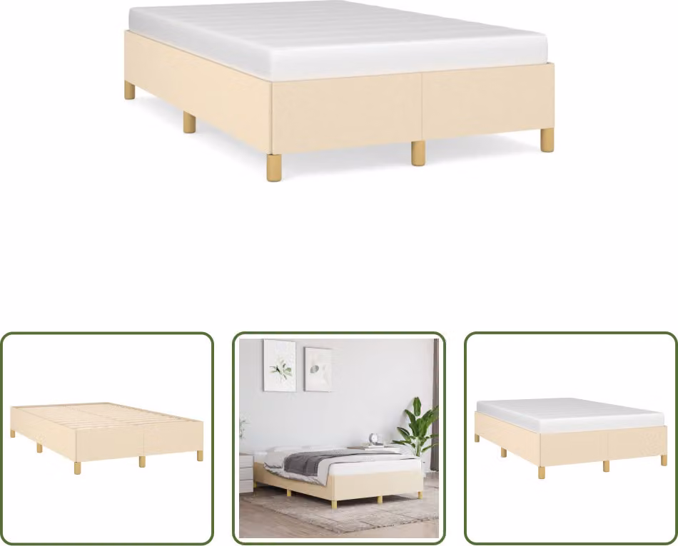 The Living Store struttura letto crema 120x190 cm in tessuto