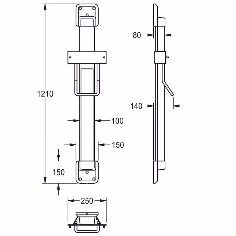 KWC AR regolazione in altezza, F5, f. Asciugacapelli, 250x1200x140 mm, argento/genziana perla