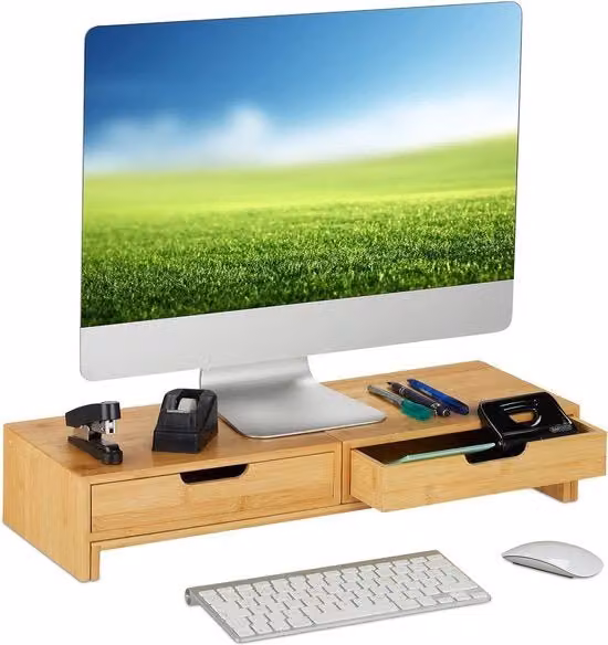 Altezza Regolabile per Doppio Schermo, Standa per Monitor in Metallo