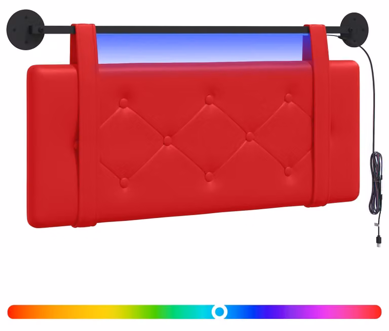 Testiera sospesa Con luce LED Rosso Pelle finta