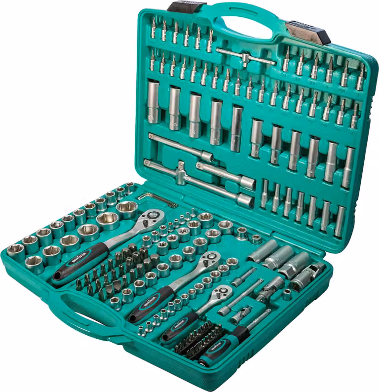 Set cricchetti e bussole da 171 pezzi | WIESEMANN 80119 | bussole e punte | 1/2″ | 3/8″ | 1/4″ | avvitatore | bussole con bocca esagonale | punte PH e PZ