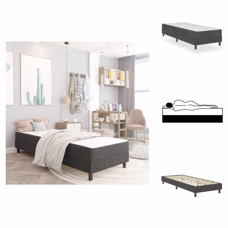 vidaXL Letto a molle insacchettate in tessuto grigio scuro 100x200 cm - Letti e strutture letto