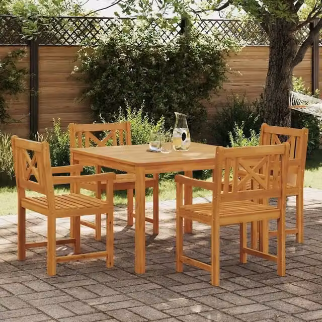 Set da Pranzo per Giardino 5 pz Marrone 3375659