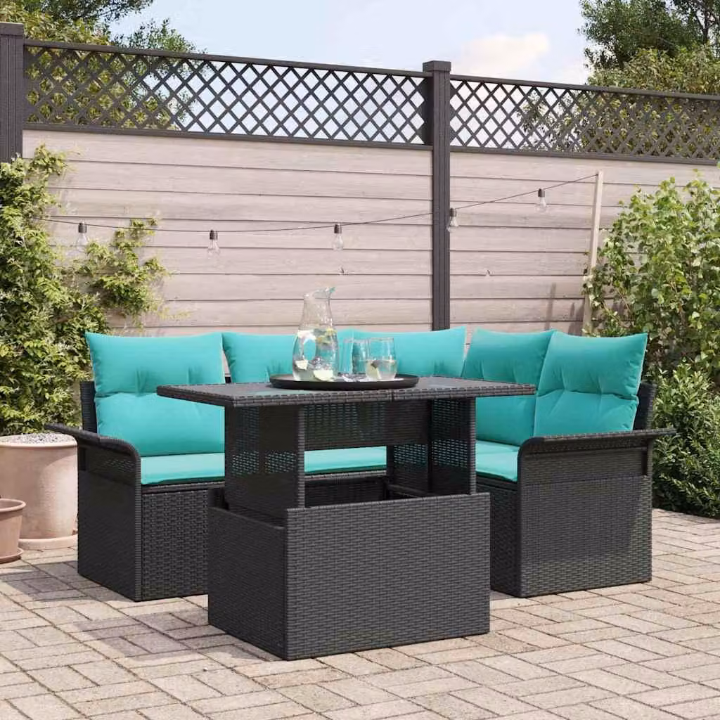 Maison Exclusive - Set da giardino composto da 5 pezzi. Colore: nero. Materiale: rattan sintetico