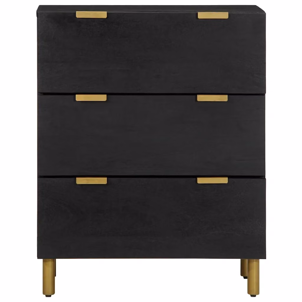 Credenza moderna nera vidaXL in legno di mango e metallo, sospesa, L: 60 cm, P: 33 cm, H: 75 cm – 2