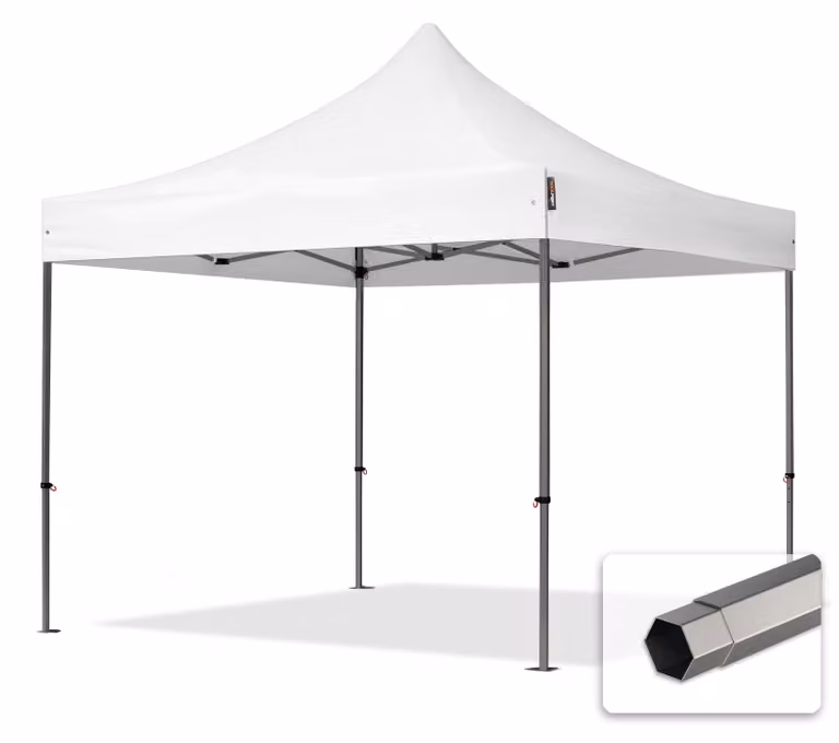 TOOLPORT 3x3m gazebo pieghevole, PREMIUM acciaio, bianco
