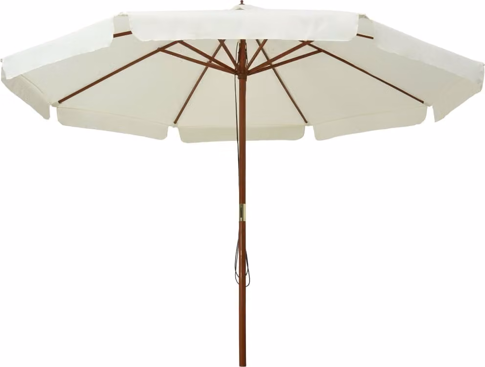 Ombrellone da Esterno con Palo in Legno 330 cm Bianco Sabbia