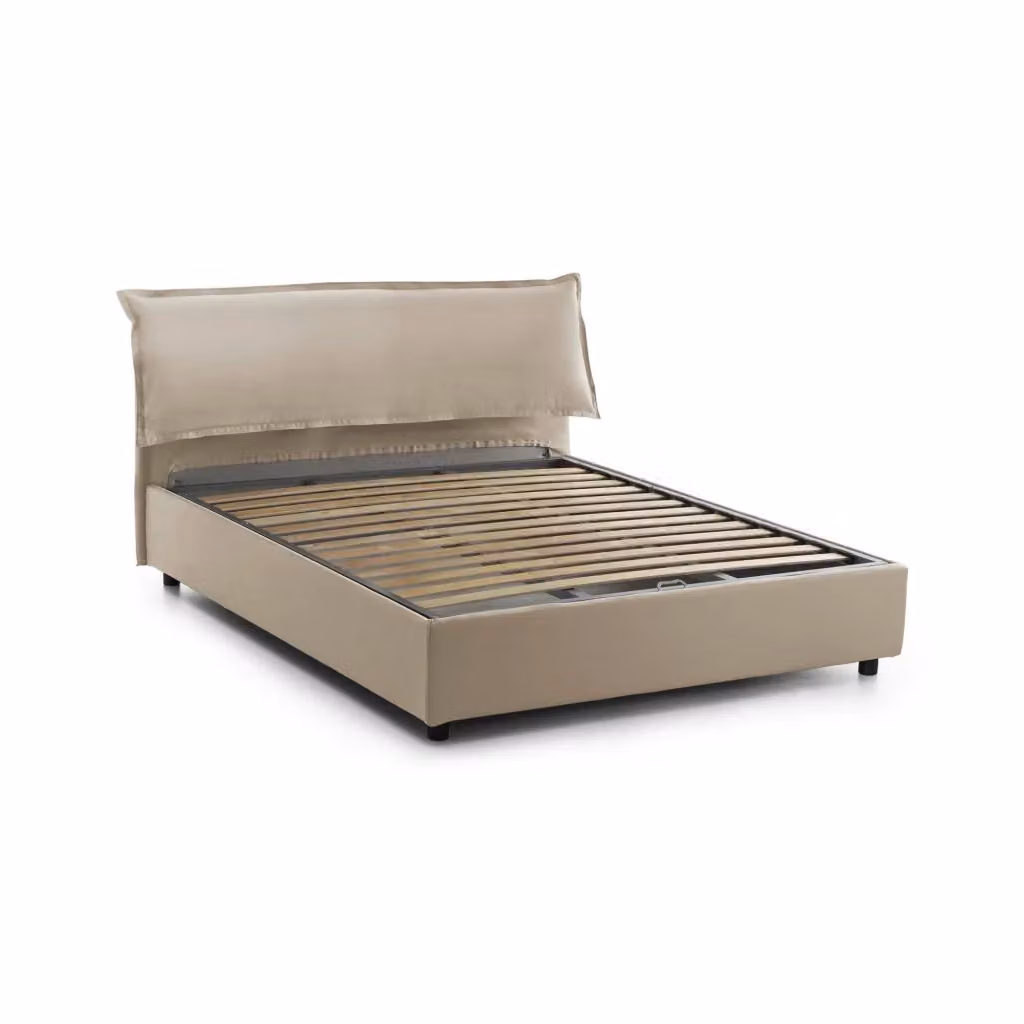 Letto Matrimoniale Talamo Italia con Contenitore e Base Lift Up, Beige, L: 175 cm, P: 205 cm, H: 95 cm – 2
