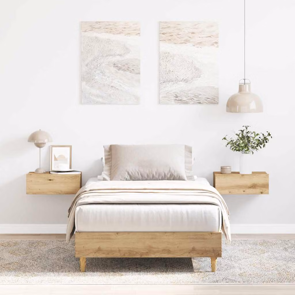 Giroletto vidaXL in legno stile scandinavo, colore rovere e beige, L/P/H: 90 x 200 cm